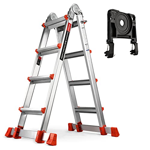 Soctone Ladder, A Frame 4 Step Extension Ladder, 17 Ft With Multi...