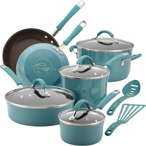 Rachael Ray Cucina Nonstick Cookware Pots and Pans Set, 12 Piece,...