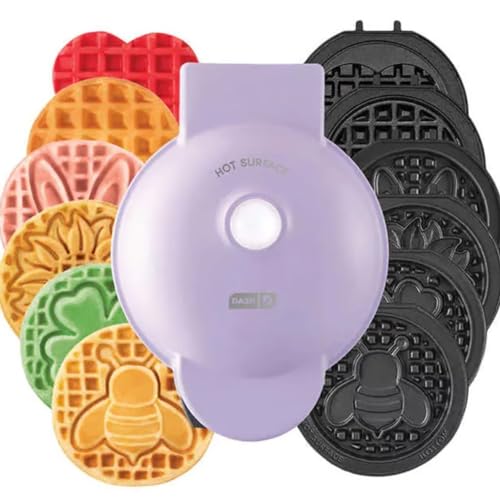 DASH Mini Waffle Maker with 7 Removable Plates-Spring Themed Plates -...
