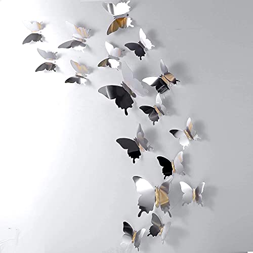 48 Pieces Butterfly Wall Decor DIY Mirror 3D Butterfly Stickers...