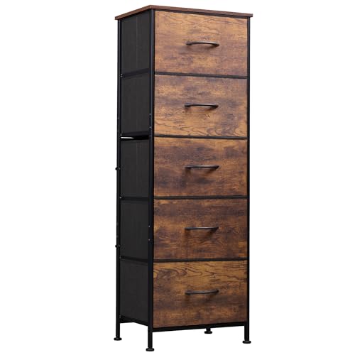 WLIVE Fabric Dresser, 5-Drawer Tall Dresser for Bedroom, Storage...