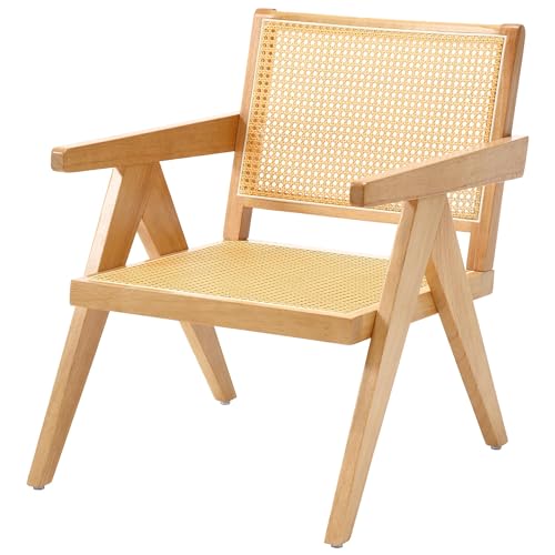ABET Cane Accent Chair 1 PC, Wooden Comfy Rattan Living Room Chairs...