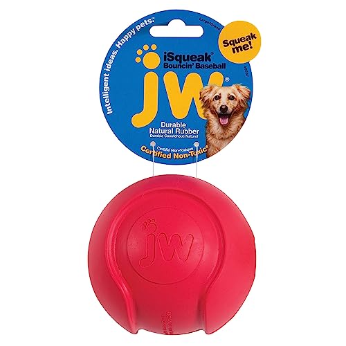 JW Pet Company iSqueak Bouncin' Baseball Dog Toy, Large (Colors Vary),...