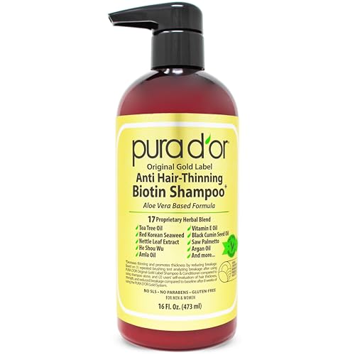 PURA D'OR Original Gold Label Anti-Thinning Biotin Shampoo Natural...