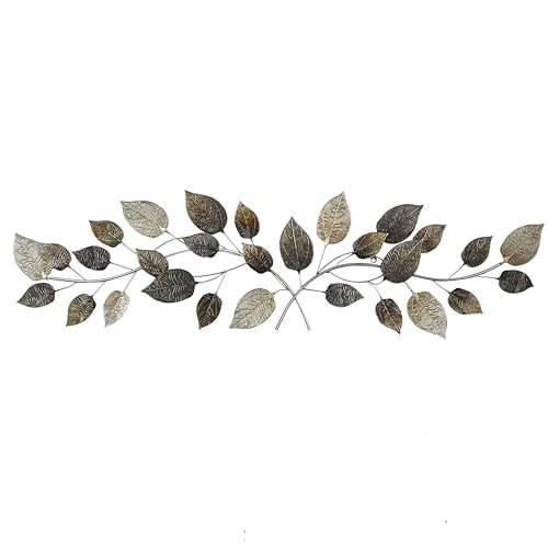 Deco 79 Metal Leaf Home Wall Decor Long Textured Wall Sculpture with...