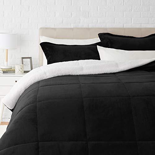 Amazon Basics Ultra-Soft Micromink Sherpa 3-Piece Comforter Bed Set,...