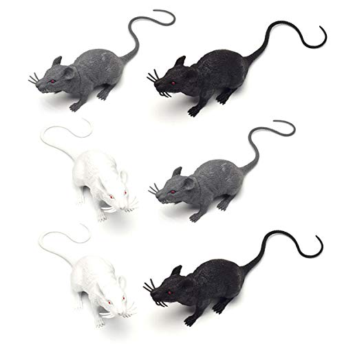 Halloluck 6 Piece Halloween Fake Rat Simulation PVC Mouse Novelty Prop...