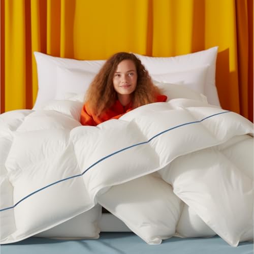 Bedsure Goose Feather Down Comforter King Size - All Season Duvet...