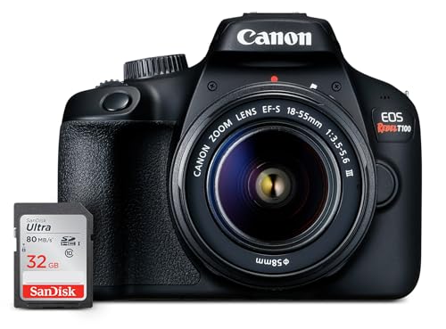Canon EOS Rebel T100 DSLR Camera with EF-S 18-55mm f/3.5-5.6 III Lens,...