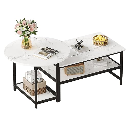 WOHOMO Coffee Table, White Modern Coffee Tables for Living Room,...