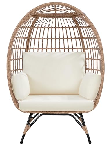 Yaheetech Egg Rattan Chair, Indoor/Outdoor PE Rattan Egg Basket Lounge...