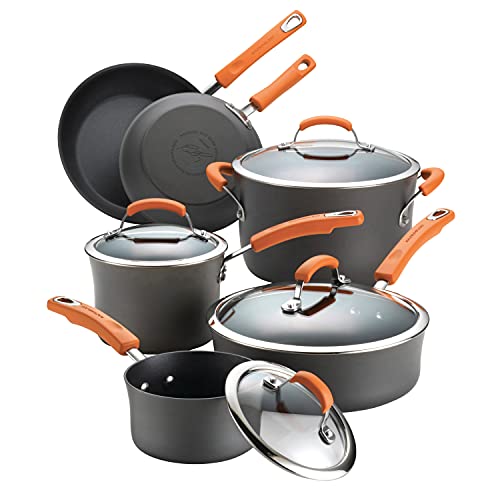 Rachael Ray Brights Hard-Anodized Aluminum Nonstick Cookware Set with...