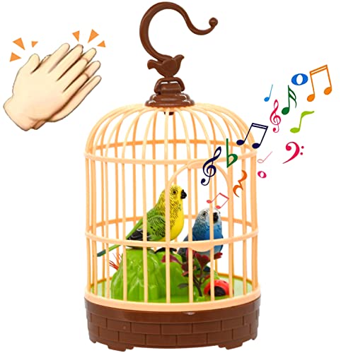 HWD Voice-Activated Induction Birds Birdcage Toy, Talking Chirping...