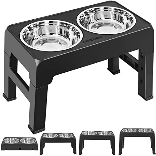 URPOWER Elevated Dog Bowls 4 Height Adjustable Raised Dog Bowl with 2...