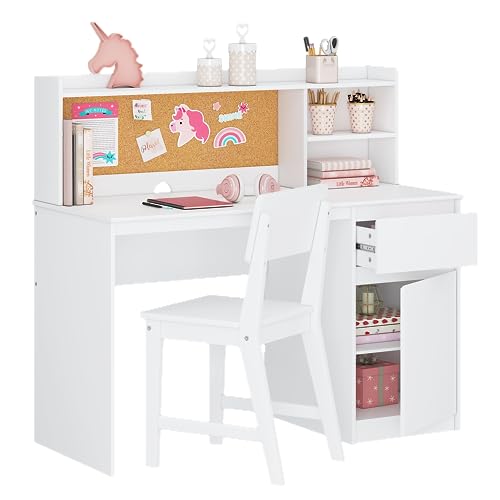UTEX Kids Study Desk with Chair, Kids Desk and Chair Sets with Hutch...