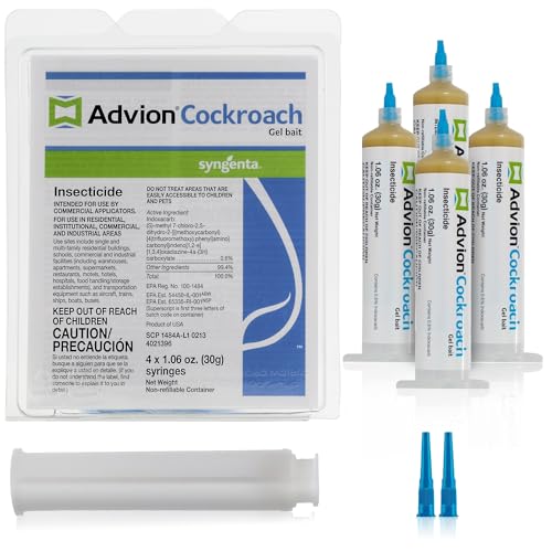 Advion Cockroach Gel Bait, 4 Tubes x 30-Grams, 1 Plunger and 2 Tips,...