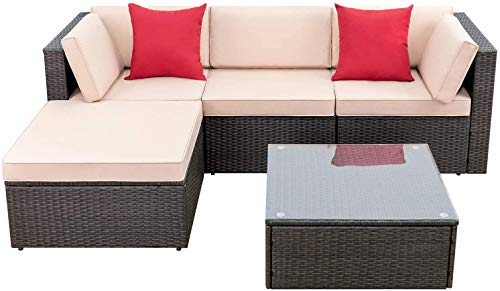 Devoko 5 Pieces Patio Furniture Sets All Weather Outdoor Sectional...