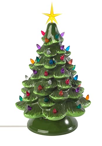 Classic Ceramic Christmas Tree – 15.5” Vintage Green Tree with...
