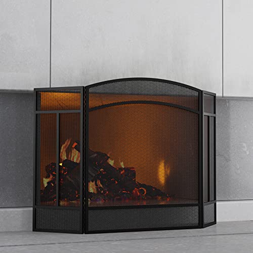 Fire Beauty Fireplace Screen 3 Panel Wrought Iron 48'(L) x 29'(H)...