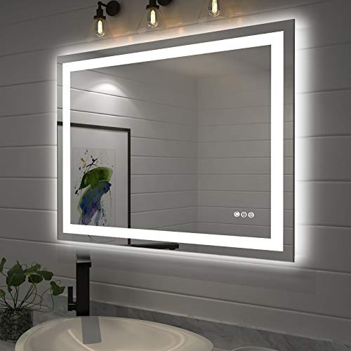Amorho LED Vanity Bathroom Mirror 40'x 32' with Front and Backlit,...