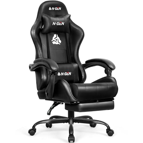 N-GEN Video Gaming Chair with Footrest High Back Ergonomic Comfortable...
