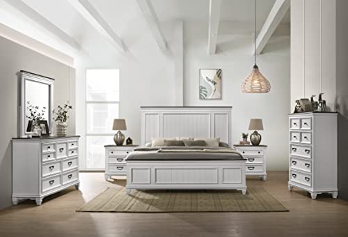 Roundhill Furniture Clelane Wood Bedroom Set with Shiplap Panel Bed,...