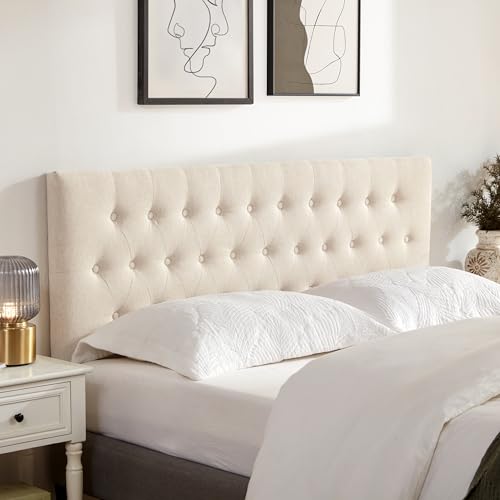Huatean Home Tufted Upholstered Headboard Queen Size, Solid Wood Head...