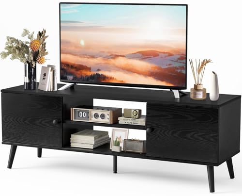 Sweetcrispy TV Stand for 55 60 inch TV, Modern Mid Century...