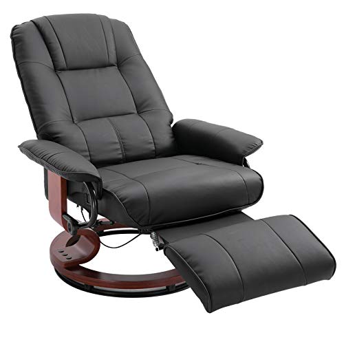 HOMCOM Faux Leather Manual Recliner, Adjustable Swivel Lounge Chair...