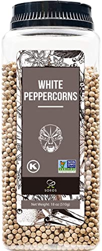 Soeos White Peppercorns, 18oz (Pack of 1), Non-GMO, Kosher, Packed to...