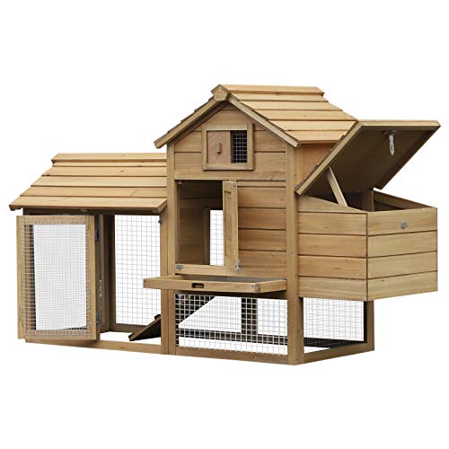 PawHut 59' Small Wooden Chicken coop Hen House Poultry Cage for...