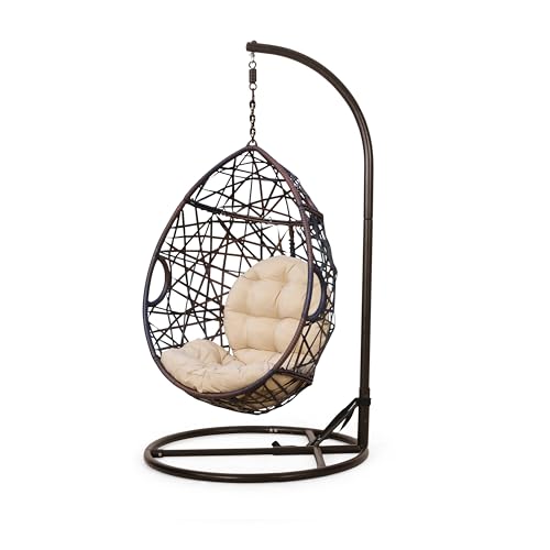 Christopher Knight Home CKH Wicker Tear Drop Hanging Chair, Brown