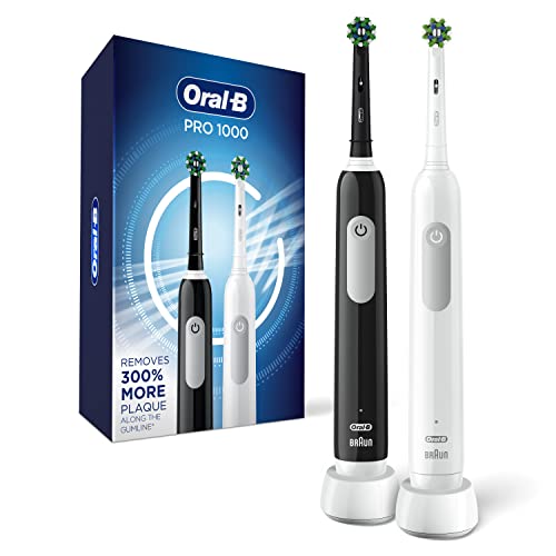 Oral-B Pro 1000 CrossAction Electric Toothbrush, Black and White, 2...