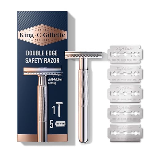King C. Gillette Safety Razor with Chrome Plated Handle and 5 Platinum...