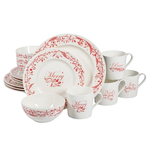 Martha Stewart Christmas Holiday Plates 16-Piece Porcelain Chip and...