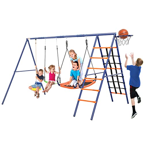 Swing Set for Backyard 550lbs - 6 in 1 Playground Sets for Backyards...