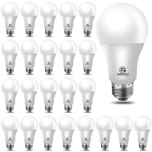 Energetic 24-Pack A19 LED Light Bulb, 60 Watt Equivalent, Daylight...
