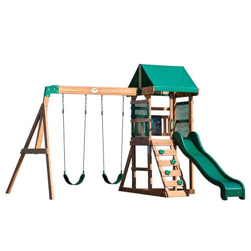 Backyard Discovery Buckley Hill Wooden Swing Set, Made for Small Yards...