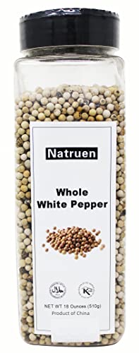 Natruen Whole White Peppercorn 18 Ounces, Whole White Pepper for...