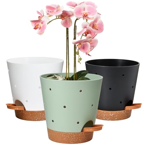 Vanslogreen Orchid Pots with Holes, 6 Inch Self Watering Orchid Pot 3...