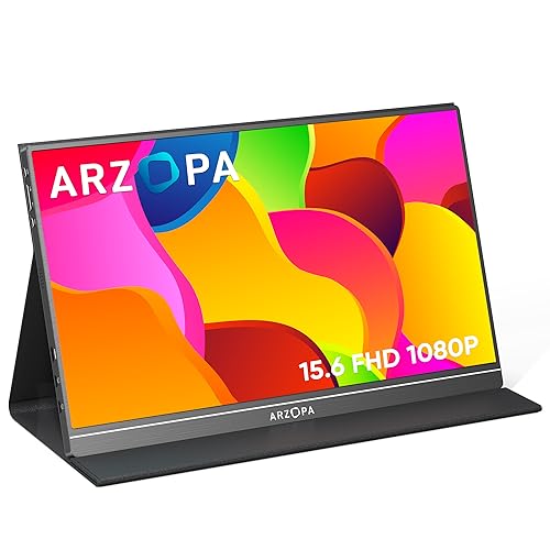 ARZOPA Portable Monitor, 15.6'' 1080P FHD Laptop Monitor USB C HDMI...