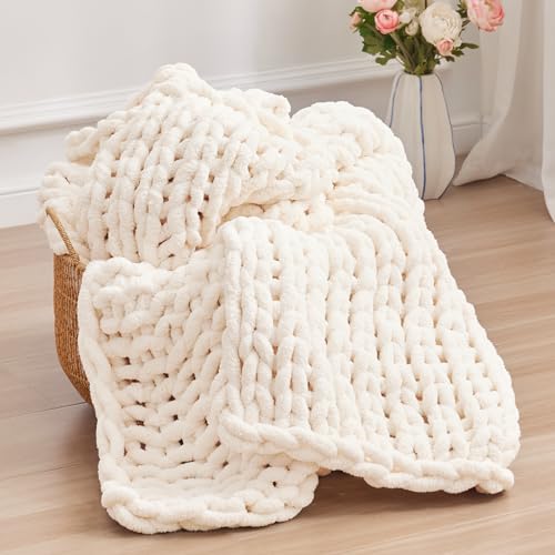 Negwoo Chunky Knit Throw Blanket, 50''*60'' Knitted Throw Blankets for...