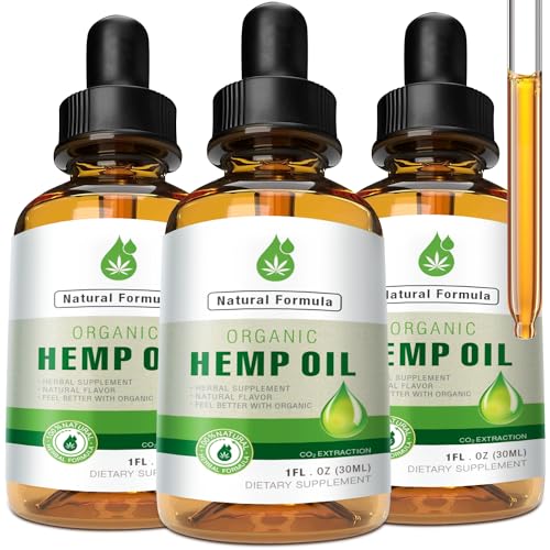 MaxHemp Hemp Oil Organic Premium -3 Pack 100% Natural Hemp Drops...