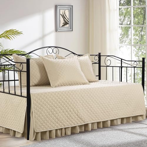 HOMBYS 5 Pieces Daybed Sets- Diamond Stitching Daybed Bedding Set, All...