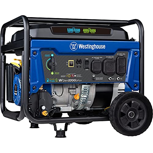 Wesinghouse 6500 Watt Dual Fuel Home Backup Portable Generator,...