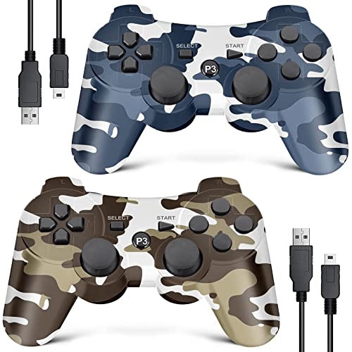 PS3 Controller Wireless 2 Pack, Upgraded Joystick Controller for PS3...