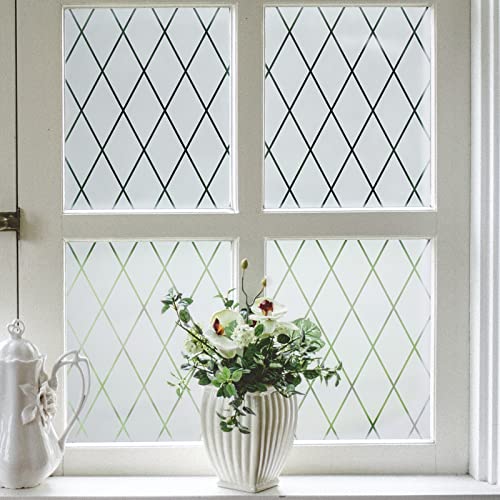 VELIMAX Lattice Frosted Window Film Window Privacy Film Static Cling...