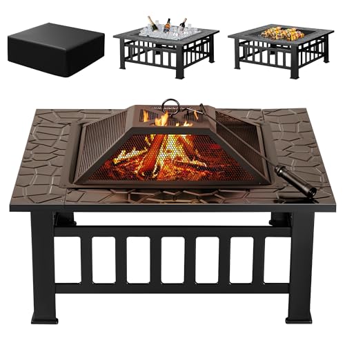 Devoko Outdoor Fire Pit, 32 Inch Firepit Table Metal Outdoor...