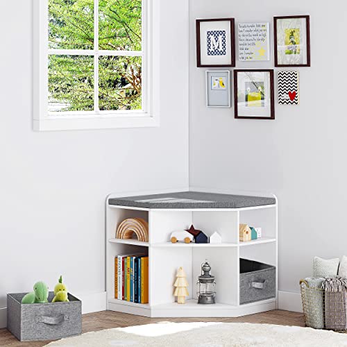 UTEX Kids Corner Reading Nook/ Bench with Storage, Corner Cabinet with...