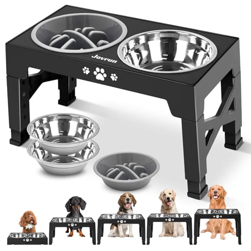 Jovrun Elevated Dog Bowls, Dog Feeder with 2 Stainless Steel Bowls &1...